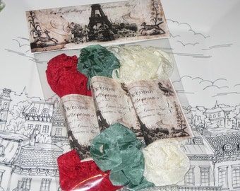 Scrunched Seam Binding ribbon, Crinkled Seam Binding Packaged Vintage Christmas ECS