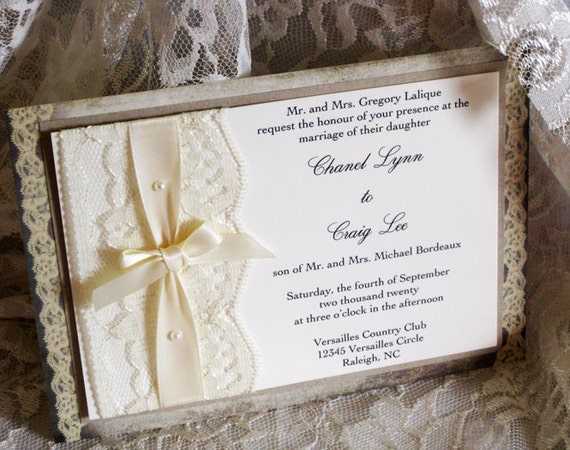 Lace Wedding Invitation Vintage Wedding Style Invitation Etsy