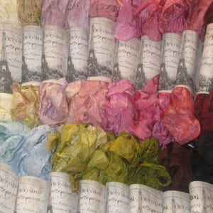 Hand Dyed Scrunched Seam Binding ribbon Bundle, Crinkled Seam Binding Packaged, Vintage Inspired Seam Binding,  ESC