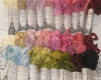 Hand Dyed Scrunched Seam Binding ribbon Bundle, Crinkled Seam Binding Packaged, Vintage Inspired Seam Binding,  ESC