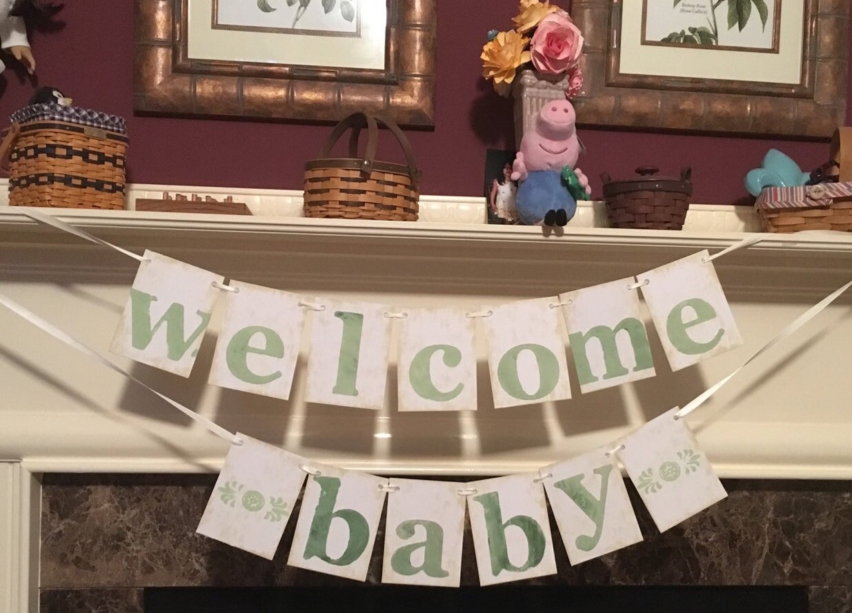 Baby Banner Welcome Baby Banner Garland Vintage Sign New - Etsy
