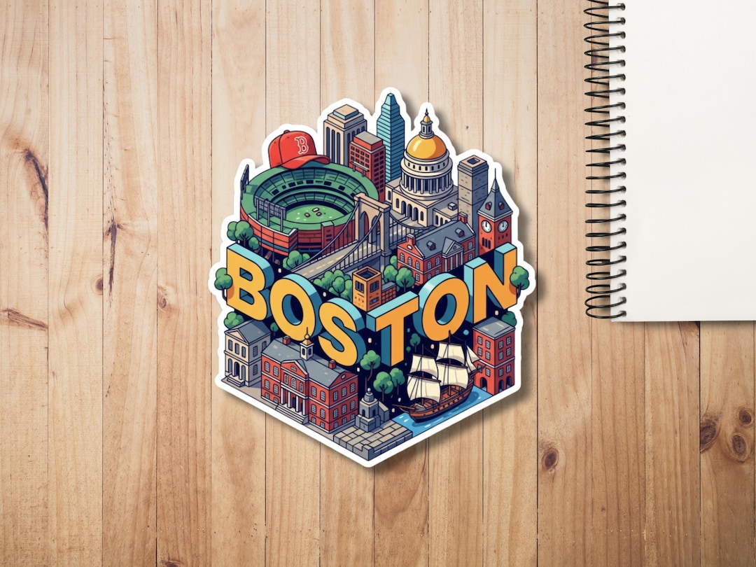 Boston Sticker - Red Sox Vinyl Decal, Massachusetts Travel Souvenir ...