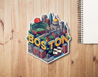 Boston Aufkleber - Red Sox Vinyl Aufkleber, Massachusetts Reise Souvenir, Laptop Sammelalbum Wasserflasche Auto Aufkleber