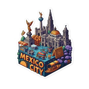 Mexico City Adventure Kiss-Cut Stickers - Travel Decor, Laptop Stickers, City Vibes, Gift for Travelers, Wall Art