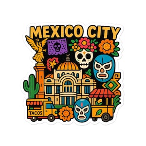 Mexico City Kiss-Cut Stickers - Vibrant Travel Decor, Perfect for Laptops, Water Bottles, and Scrapbooking, Gifts for Travelers