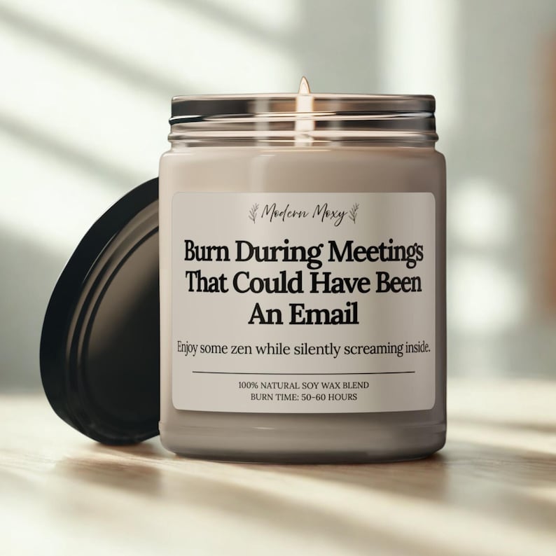 Funny Office Candle: Meetings That Could Have Been an Email - Soy Wax, 9 oz image 1