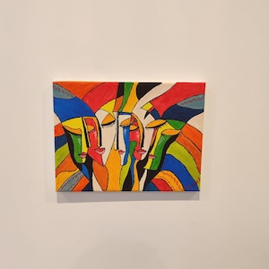 Unity in Colour – Colourful Abstract Faces Painting – Modern Handmade Wall Art Decor