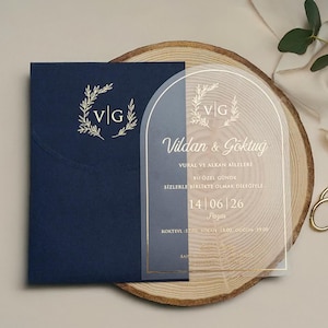 Gepersonaliseerde plexiglas trouwkaart – transparante acryl huwelijksuitnodiging