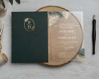 Tropical Jungle Wedding Invitation: Greenery Acrylic Sweet 16, Quinceañera