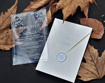 Acrylic Wedding Invitation White Ink: Envelope and White Seal