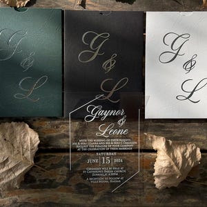 Elegant Acrylic Wedding Invitation: Clear Modern Invite with Envelope