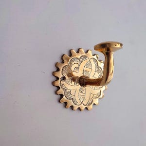 Hand‑Engraved Brass Wall Hooks • Bathroom Towel Hooks • Art Deco Hook • Brass Home Decor.