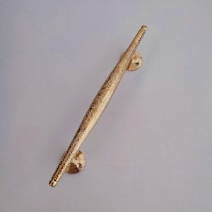 Hand-Engraved Moroccan Brass Door Pull, Solid Rustic Vintage Front or Interior Door Hardware