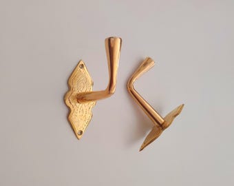 Handgemaakte massief messing haken, vintage decoratieve muurhaken voor hal, badkamer en keuken