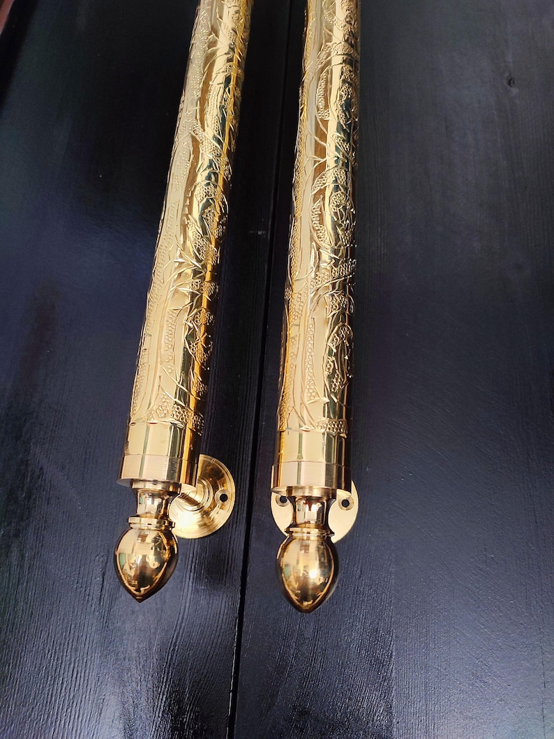 Engraved Solid Brass Door Pull Handles: Moroccan Design - Etsy