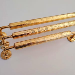 Unlacquered Brass Towel Bar Holder • Antique Bathroom Accessory • Wall Mounted Brass Towel Rack