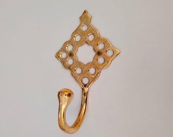 Gancho de parede de latão marroquino, gancho de parede de latão único para decoração de casa, gancho de toalha de latão, ganchos de latão maciço para banheiro.
