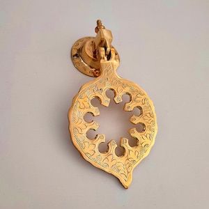 Moroccan-Style Solid Brass Door Knocker & Thick Engraved Handles – Antique Pure Brass Door Hardware