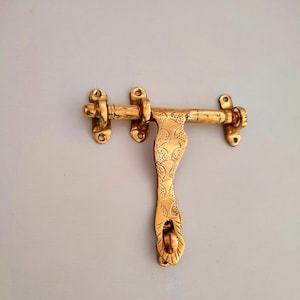 Engraved Moroccan Brass Latch: Handmade Door/Window Hardware