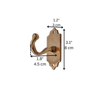 Minimalist Handmade Brass Hooks, Unlacquered Minimalist Brass Hooks, Small Wall Hook for Coats, Towels, Robes. image 9