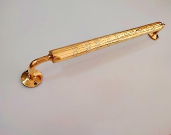 Hand-Engraved Unlacquered Brass Towel Bar - Moroccan Design