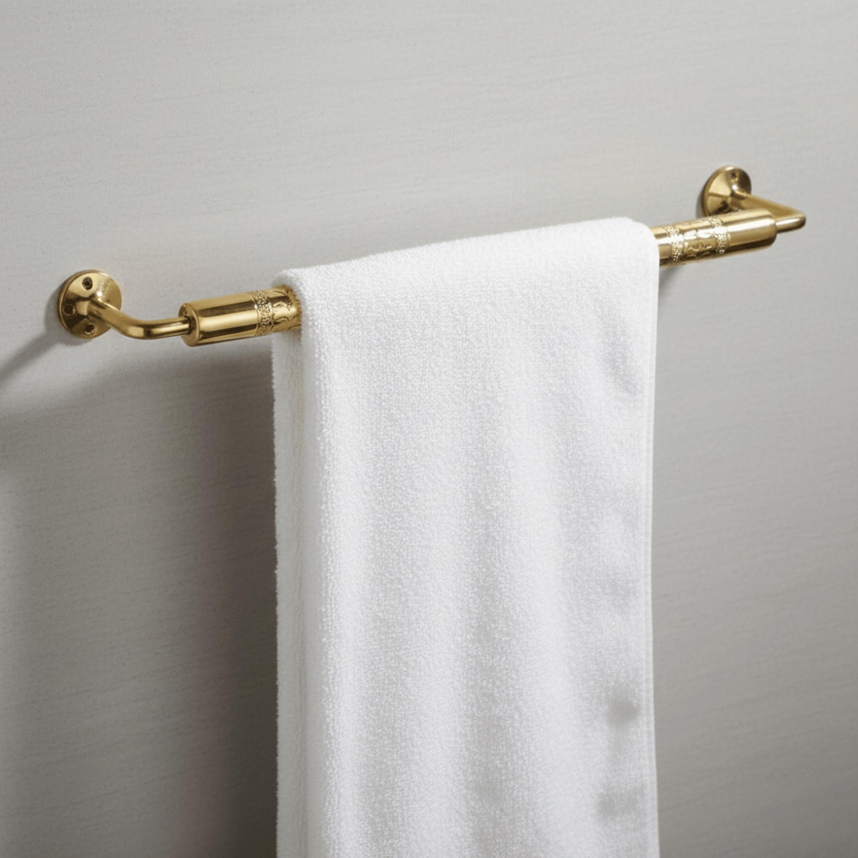 Unlacquered Brass Wall-Mounted Towel Bar, Antique Style Bathroom Rack.