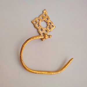 Moroccan Brass Wall-Mounted Toilet Roll Holder, Handmade Moroccan Brass Towel Holder.