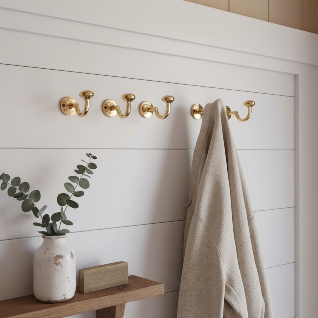 Solid Brass Wall Hook - Modern Coat, Robe Hook, Towel Hook - Etsy