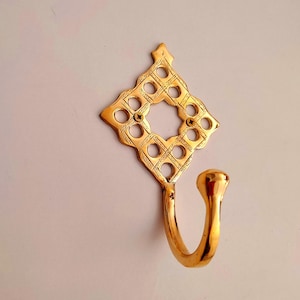 Moroccan Brass Wall Hook , Single Brass Wall Hook for Home Décor, Brass Towel Hook, Solid Brass Hooks For Bathroom.