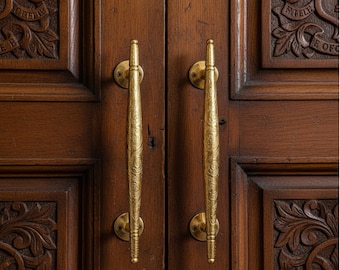 Hand-Engraved Moroccan Brass Door Pull, Retro Kitchen Pulls, Handcrafted Antique handles.