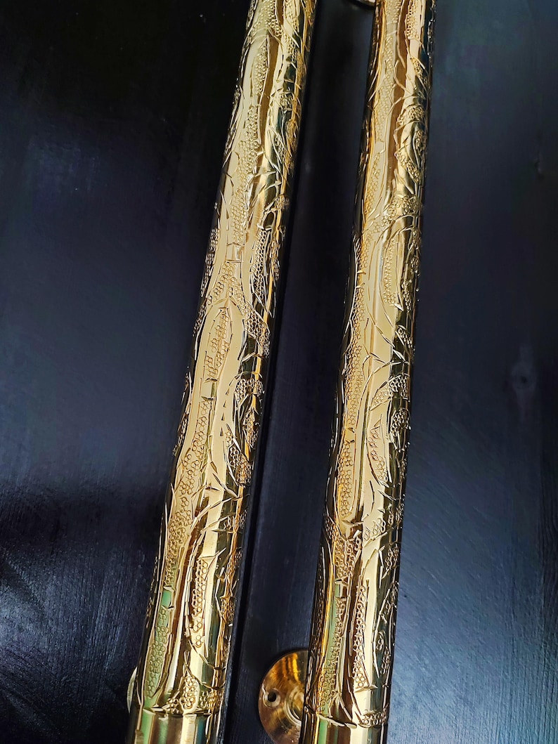 Engraved Solid Brass Door Pull Handles: Moroccan Design - Etsy