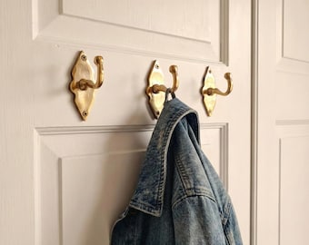 Minimalist Solid Brass Wall Hooks, Vintage Style Wall Hooks for Home Decor, Towel Hooks,  Handmade Brass Hooks.