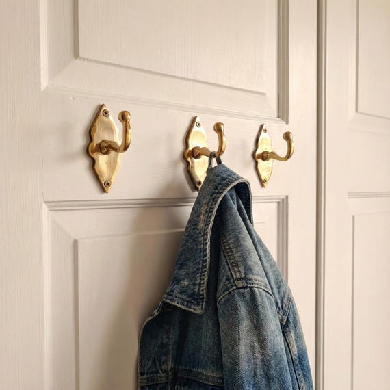 Minimalist Solid Brass Wall Hooks, Vintage Style Wall Hooks for Home Decor, Towel Hooks,  Handmade Brass Hooks.