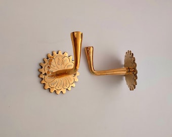 Crochets artisanaux en laiton marocain, crochet pour serviette de bain, crochets muraux distinctifs en laiton massif.