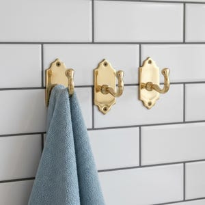 Minimalist Handmade Brass Hooks, Unlacquered Minimalist Brass Hooks, Small Wall Hook for Coats, Towels, Robes.