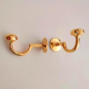 Brass Wall Hook, Unlacquered Solid Brass Towel Hanger, Vintage‑Style Kitchen & Bath Decor