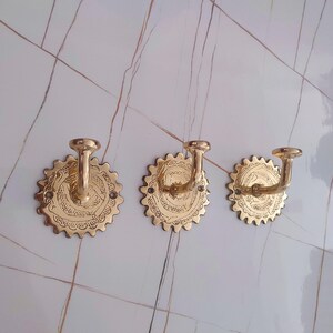Unlacquered Solid Brass Hook, Hand-Engraved Heavy-Duty Wall Hook, Brass Art Deco Hook, Brass Clothes Hook.