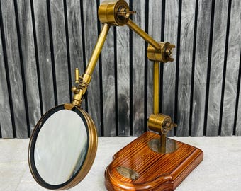 Vintage Brass Desk Magnifier: Kelvin & Hughes London Marine Magnifying Glass