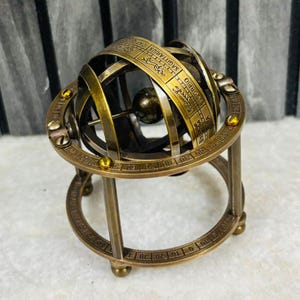 Handmade Antique Brass Engraved Armillary Sphere Astrolabe Maritime Nautical Collectible