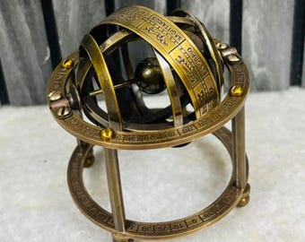 Handmade Antique Brass Engraved Armillary Sphere Astrolabe Maritime Nautical Collectible