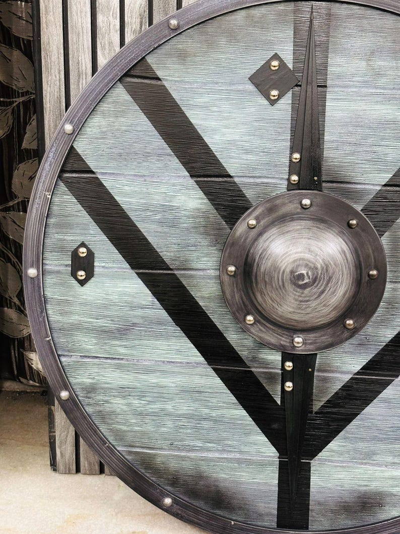 Viking Raven Round Shield – Handcrafted Wooden Shield With Steel Boss ...