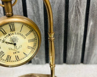 ヴィンテージ真鍮製卓上時計（コンパスベース付き） - 航海装飾 - Etsy