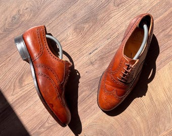 Vintage Crockett & Jones Pembroke Brogue Derby Schuhe: UK 8.5 Leder Oxfords