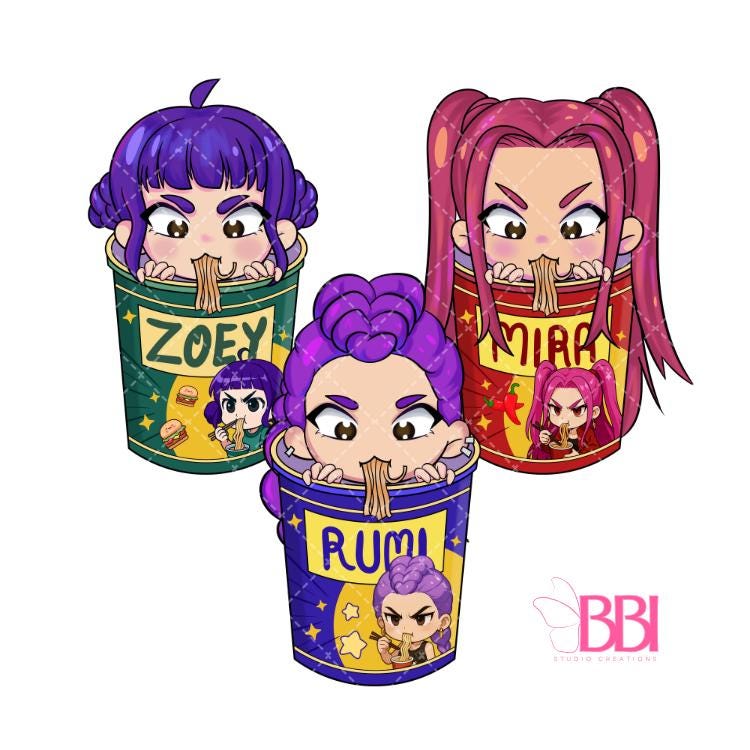 De-mon Hunters Ramyeon PNG | Mira PNG | Rumi PNG | Zoey Png