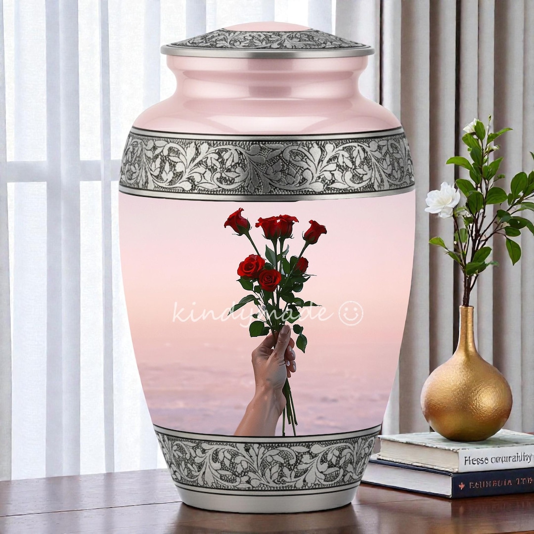 Red Roses Memorial Red Roses Bunch Cremation Urn | Adult Funeral Urn for Ashes | Red Roses ...