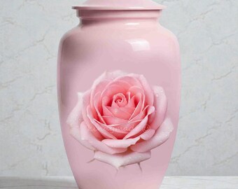Pink Rose Cremation Urn for Ashes – Glossy Floral Memorial Urn – Elegant Funeral Urn for Human Ashes – Keepsake Memorial Urn ashes urn