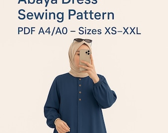 Robe hijab à manches longues, abaya modeste, patron de couture, robe longue caftan modeste, robe de soirée maxi hijab/tailles XS à XXL