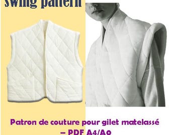 Patron de couture pour gilet matelassé – PDF A4/A0 – Tailles S-M et L-X/Veste sans manches matelassée
