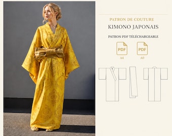 Japanese Kimono Sewing Pattern PDF A4 A0 | Women Kimono Robe Pattern XXS-XXXL | Easy Kimono Pattern | Digital Download | dIY Dressinggown