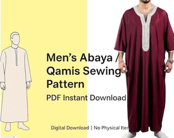 Sewing Pattern Men’s Abaya / Qamis – PDF Digital Download/Qamis Long/raditional men abaya/Traditional Abaya/Digital Download sizes S to XXXL